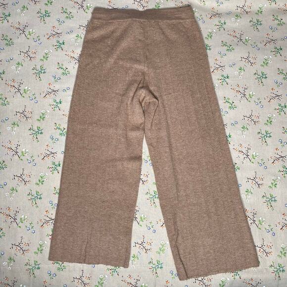Universal Thread Ribbed Knit Wide Leg Pants Cropped Brown Small Lounge Casual - Picture 3 of 6